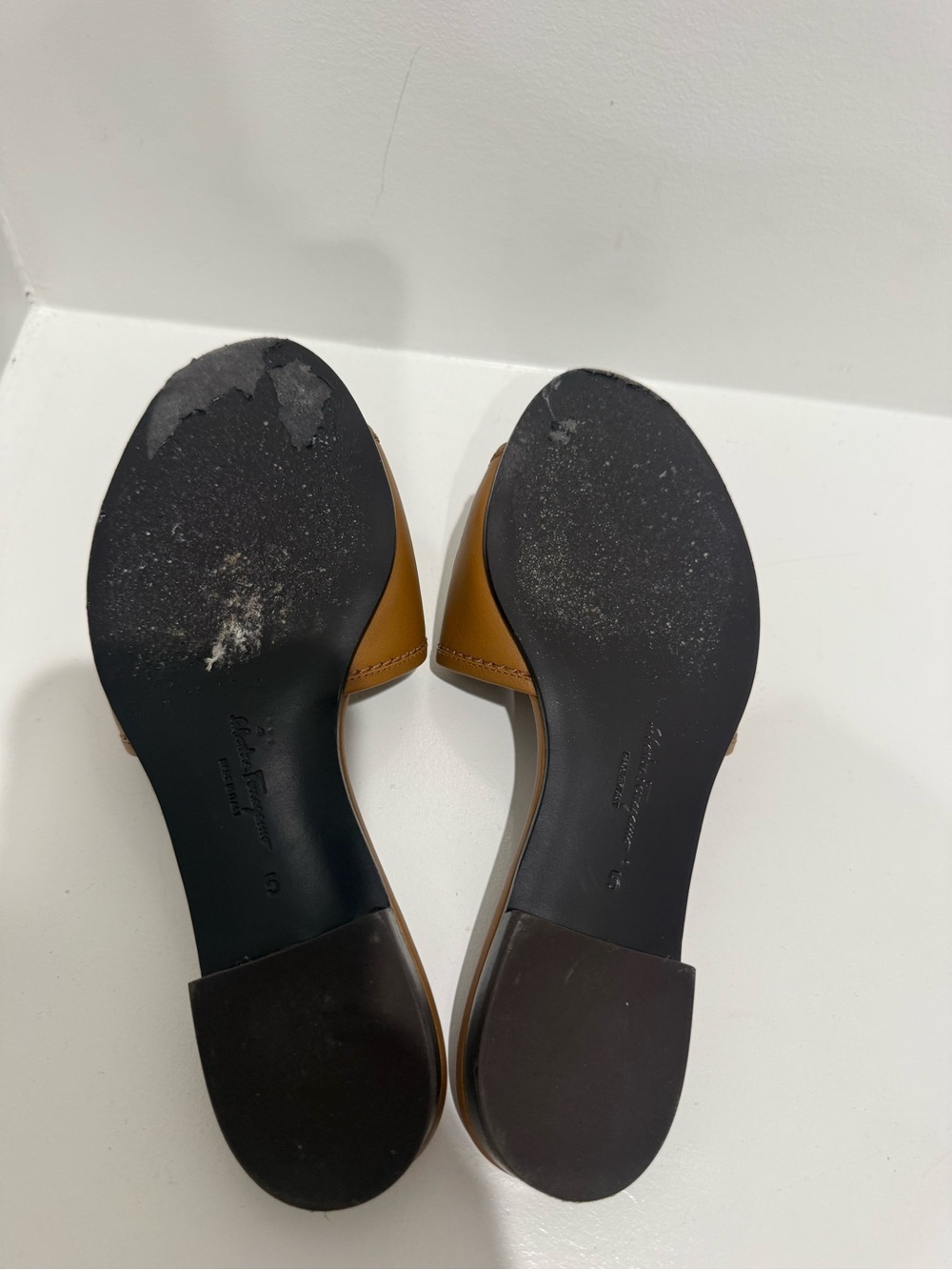 Salvatore Ferragamo Brown Leather Gancini Slide Sandals - Picture 6 of 6